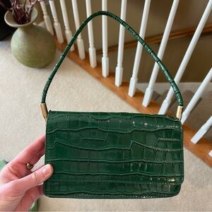 Green Crocodile-Embossed Handbag